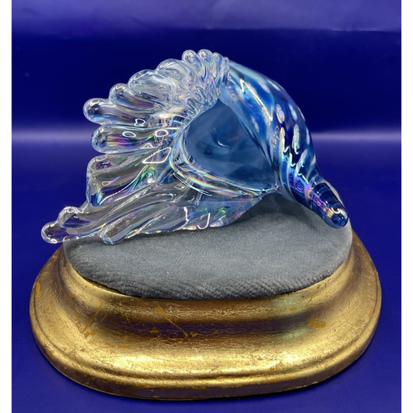 Iridescent Kevin Fulton Studio Art Glass Sea Shell Ocean Blue color-Signed - Picture 3 of 15